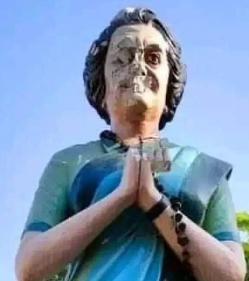 جھنجھنو میں سابق وزیر اعظم اندرا گاندھی کے مجسمے کی توڑ پھوڑ کی گئی